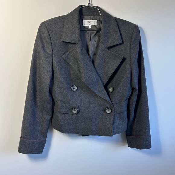 Valentino Jackets & Blazers - Vintage Valentino Crop Blazer, charcoal, wool, Size 10